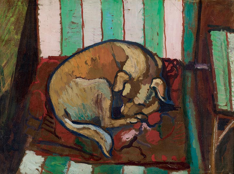 Chien endormi sur un coussin — Suzanne Valadon