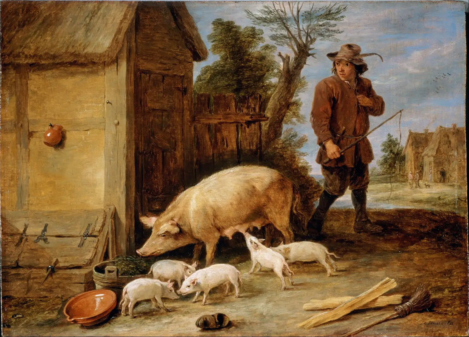 Une truie et sa portée - David Teniers le Jeune - Alpha Reproduction