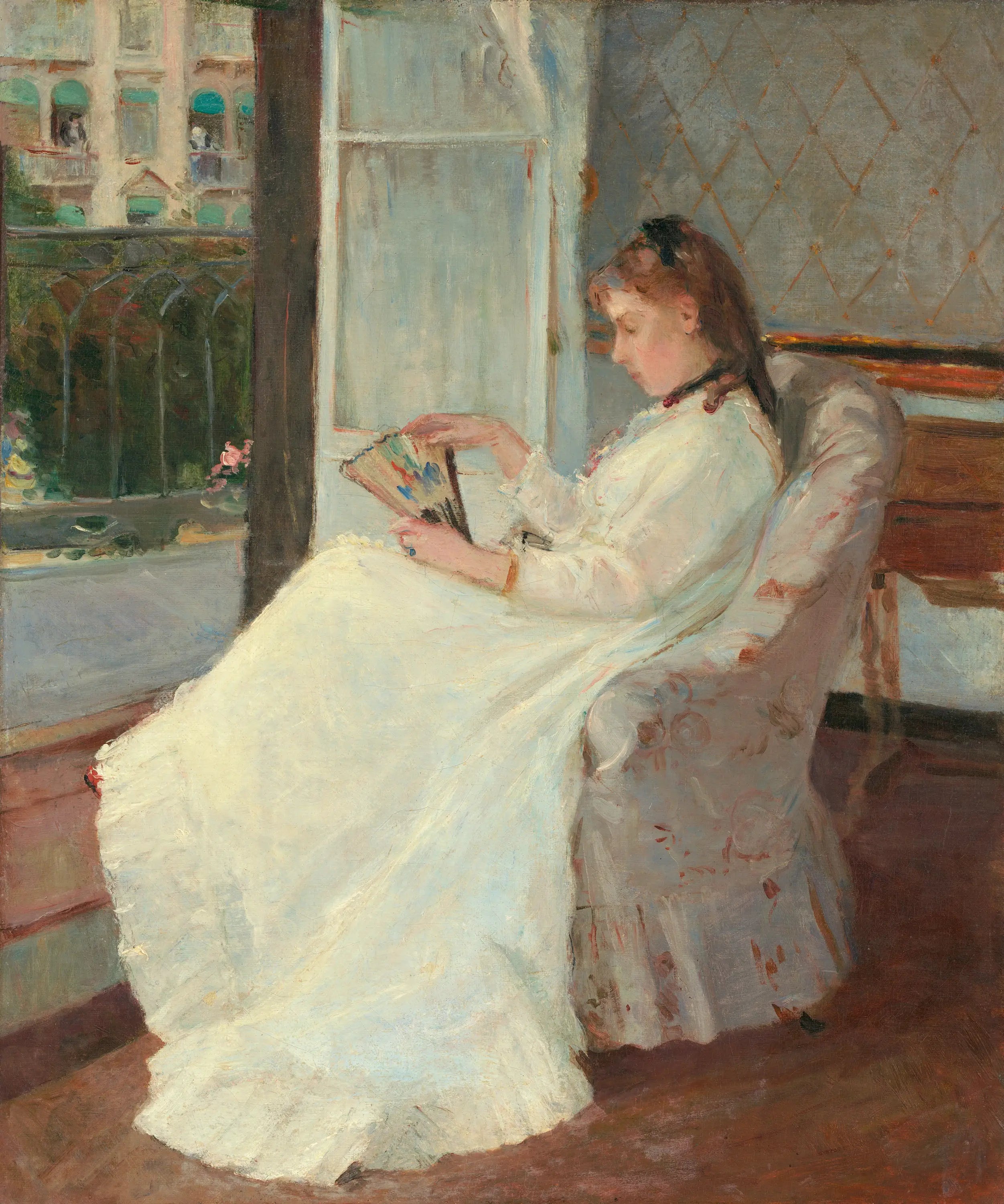 Reproduction du tableau « Portrait de Madame Pontillon dit aussi Jeune femme à sa fenêtre - Berthe Morisot » par Alpha Reproduction en peinture à l’huile