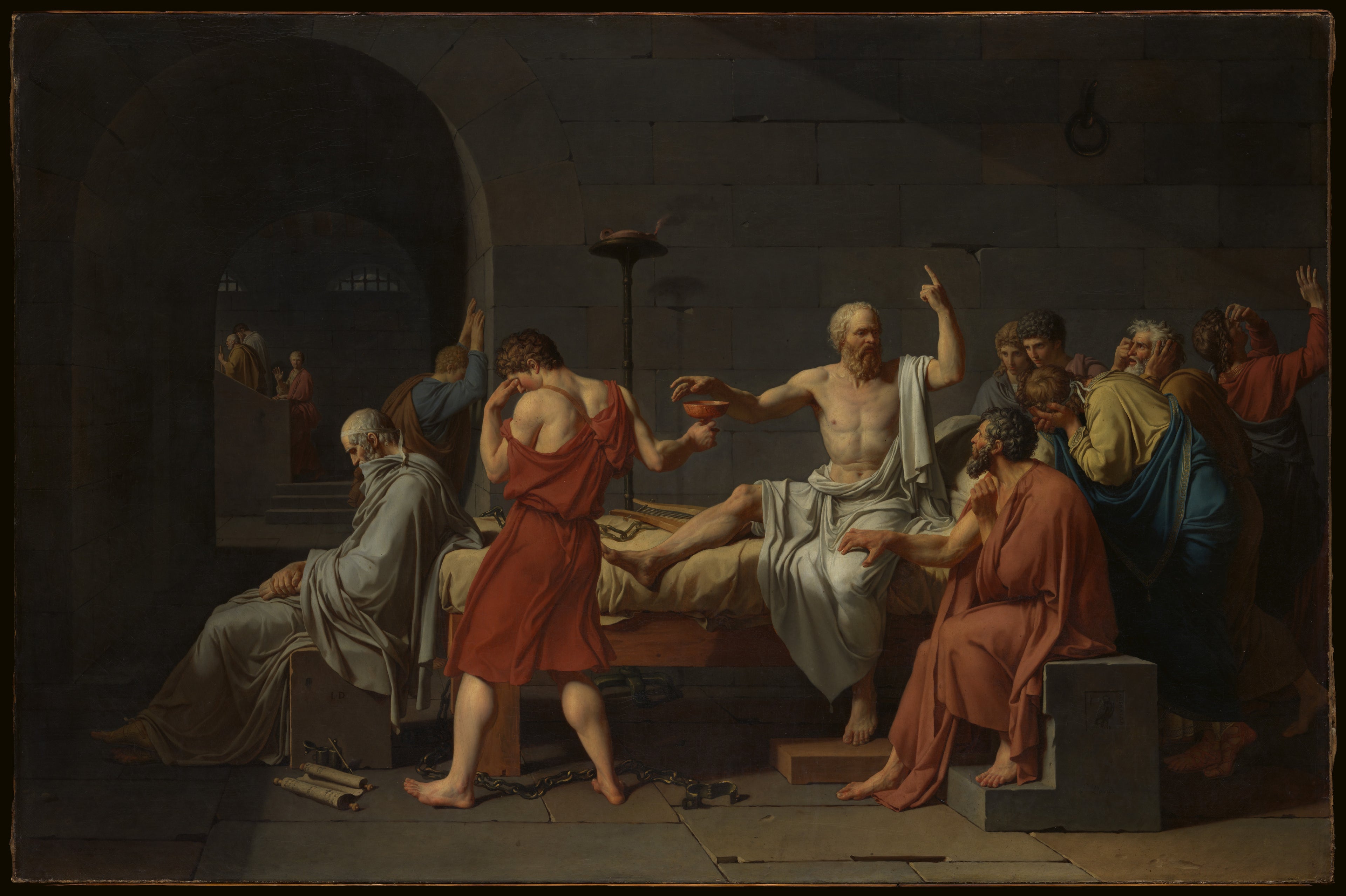 Reproduction du tableau « La Mort de Socrate - Jacques-Louis David » par Alpha Reproduction en peinture à l’huile