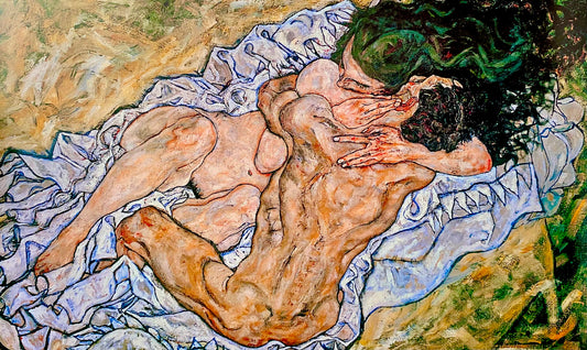 Reproduction du tableau « 💞 The Embrace (Loving Couple II) – Egon Schiele (1917) » par Alpha Reproduction en peinture à l’huile