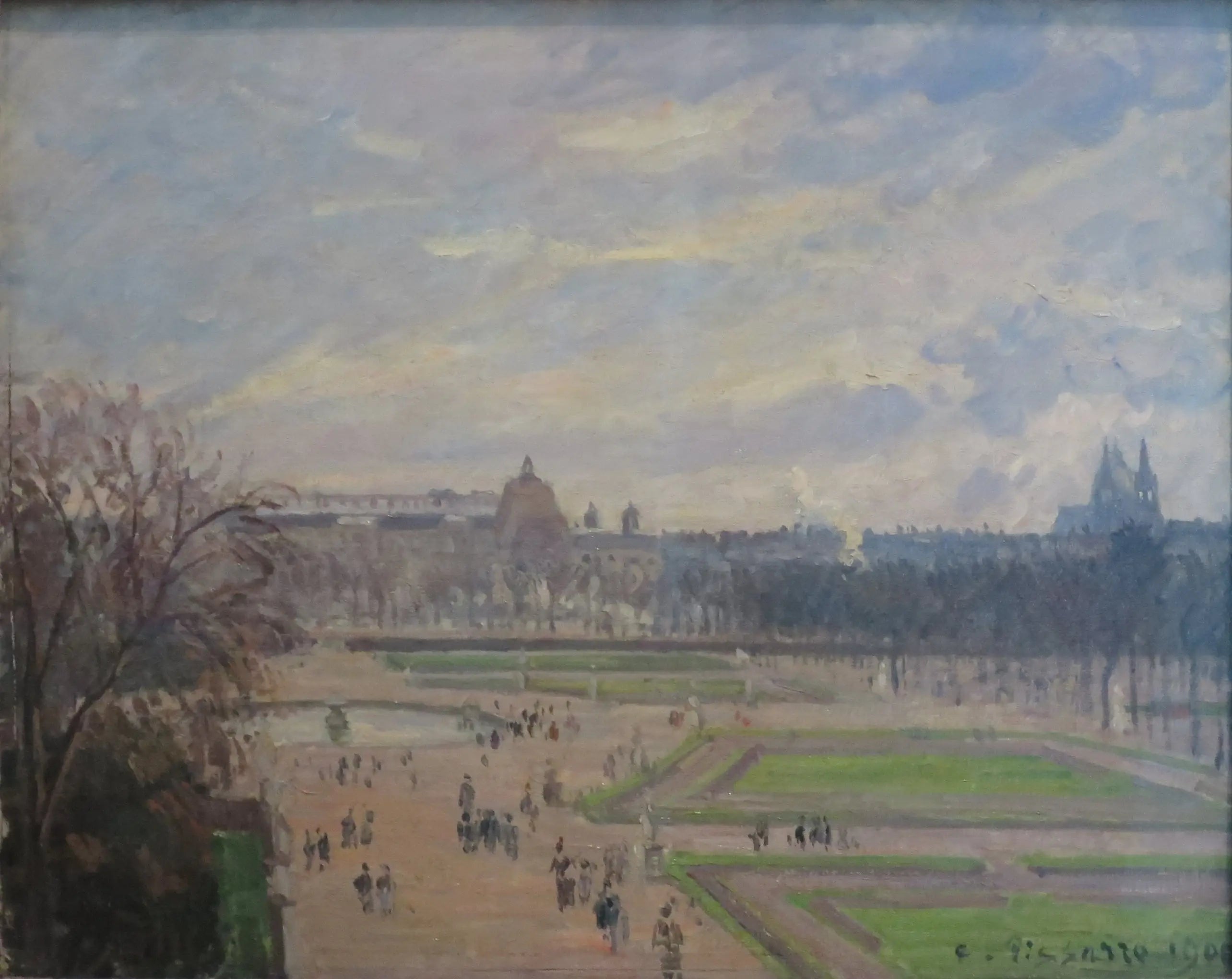 Reproduction du tableau « Jardin des Tuileries, temps nuageux et lumineux - Camille Pissarro » par Alpha Reproduction en peinture à l’huile