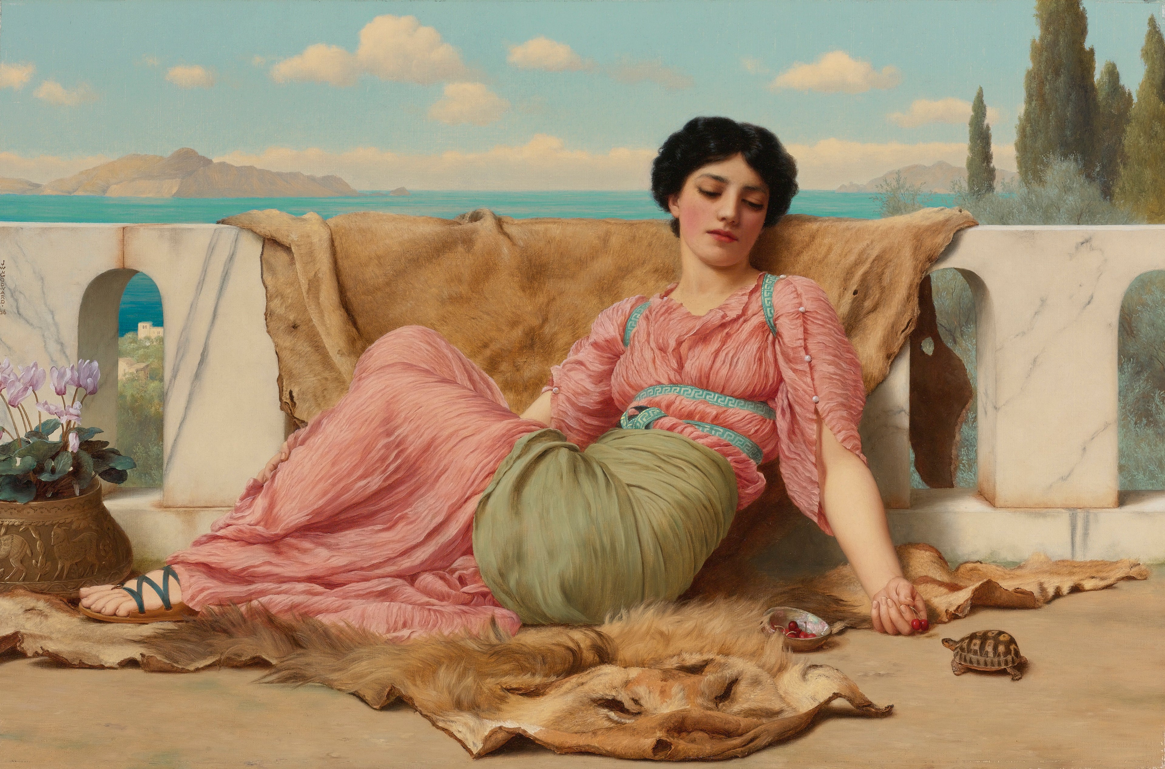 L'Animal de compagnie calme - John William Godward