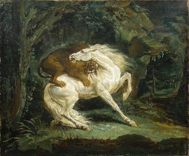 Cavallo attaccato da un leone - Théodore Géricault
