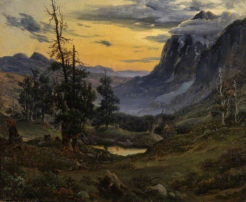 Lever de soleil sur la Wengernalp, Thomas Fearnley, 1835, peinture à l’huile