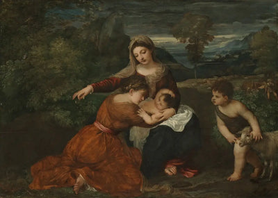 La Vierge à l’Enfant avec une sainte et le jeune saint Jean-Baptiste - Titian - Alpha Reproduction