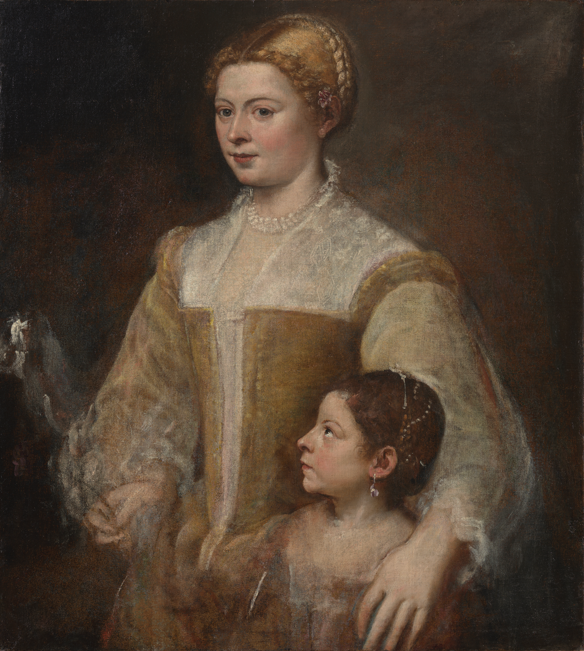Portrait d'une femme avec une gentille - Titian