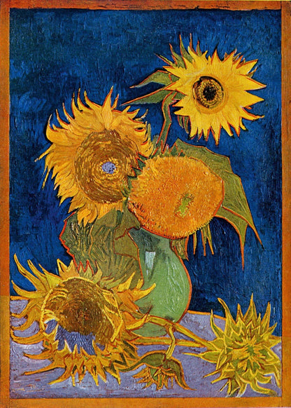 🌻 Girasoli (sfondo blu reale) – Vincent van Gogh (1888)