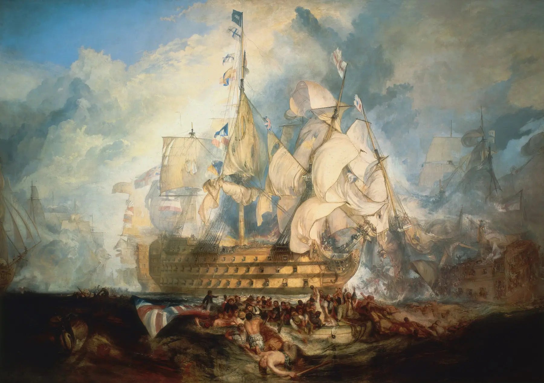 Reproduction du tableau « La Bataille de Trafalgar - J. M. W. Turner » par Alpha Reproduction en peinture à l’huile