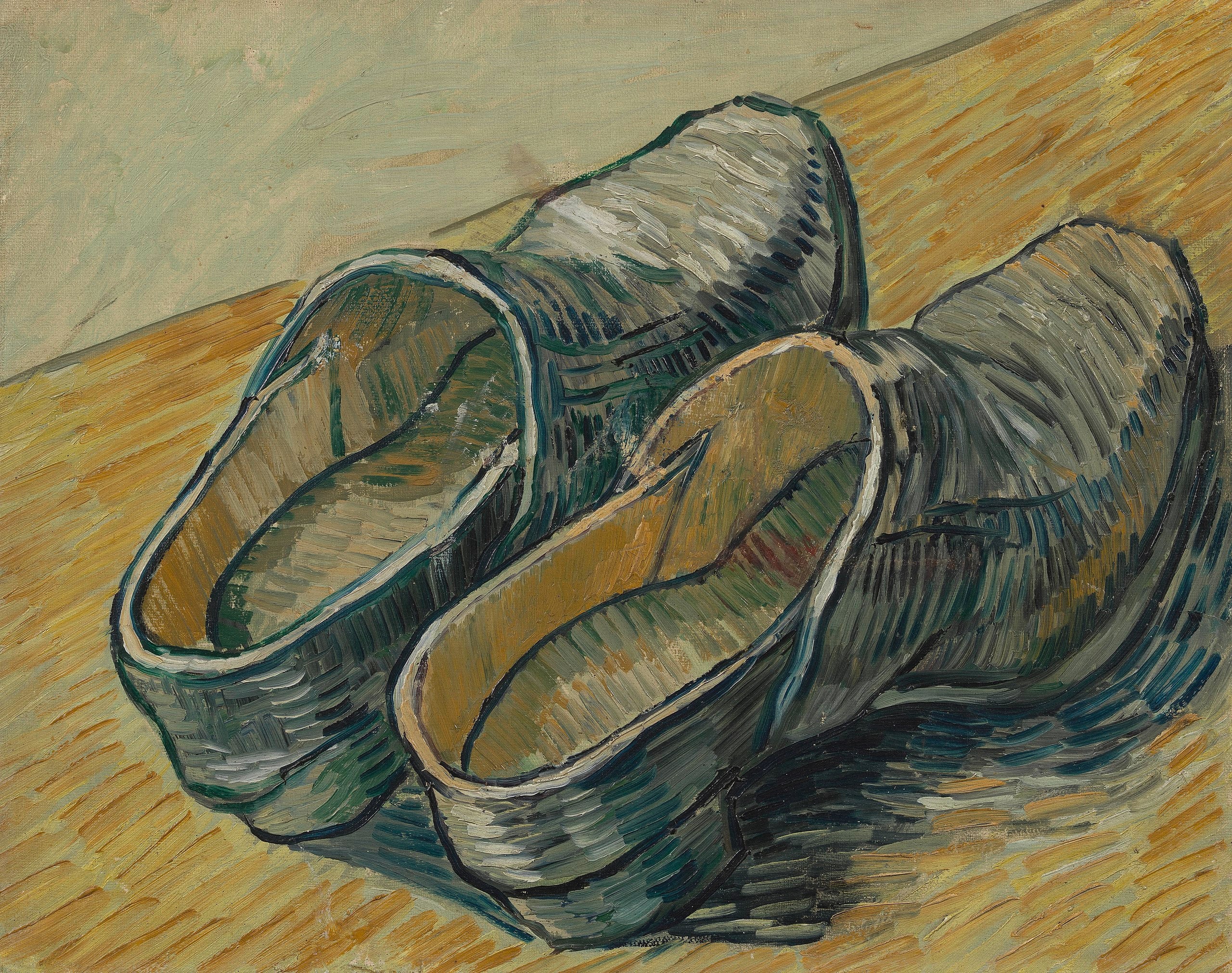Reproduction du tableau « Une paire de sabots en cuir - Vincent van Gogh » par Alpha Reproduction en peinture à l’huile