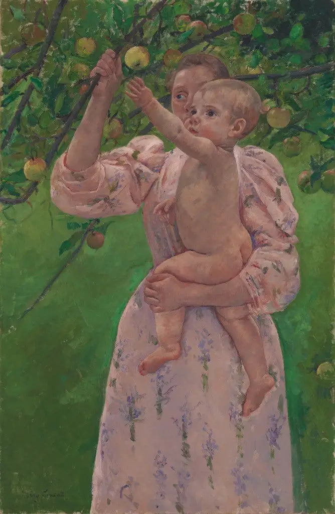 Bambino che raccoglie un frutto - Mary Cassatt