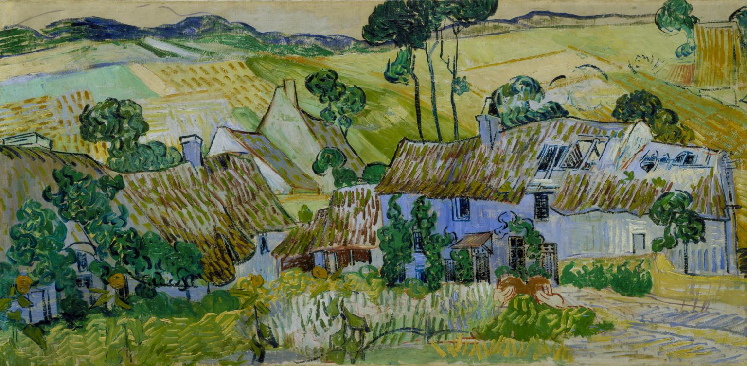 Reproduction du tableau « Chaumières sur une colline - Vincent van Gogh » par Alpha Reproduction en peinture à l’huile