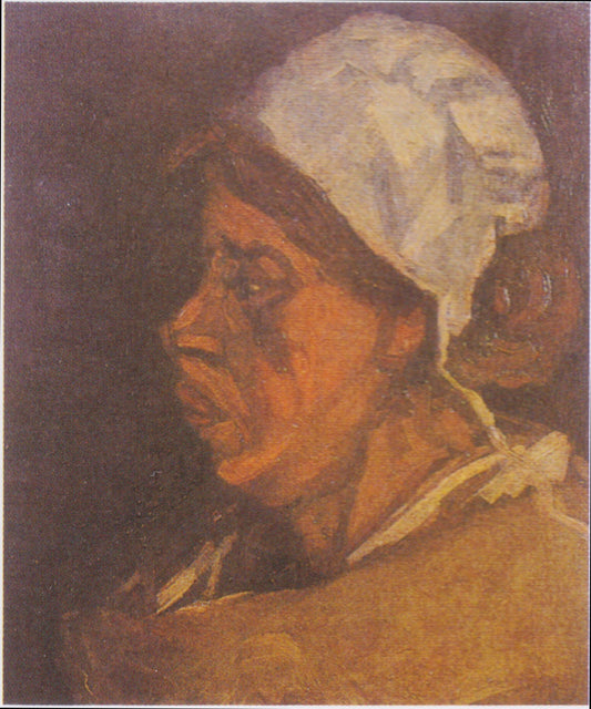 Reproduction du tableau « Tête de paysanne au bonnet blanc - Vincent van Gogh » par Alpha Reproduction en peinture à l’huile