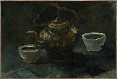 Natura morta, caffettiera in rame e due ciotole bianche - Vincent van Gogh