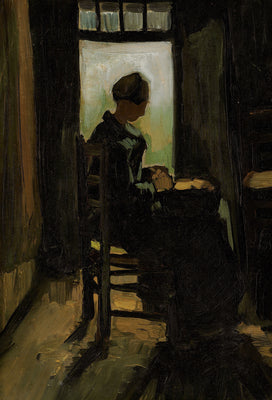Contadina seduta davanti a una porta aperta, sbucciando delle patate - Vincent van Gogh