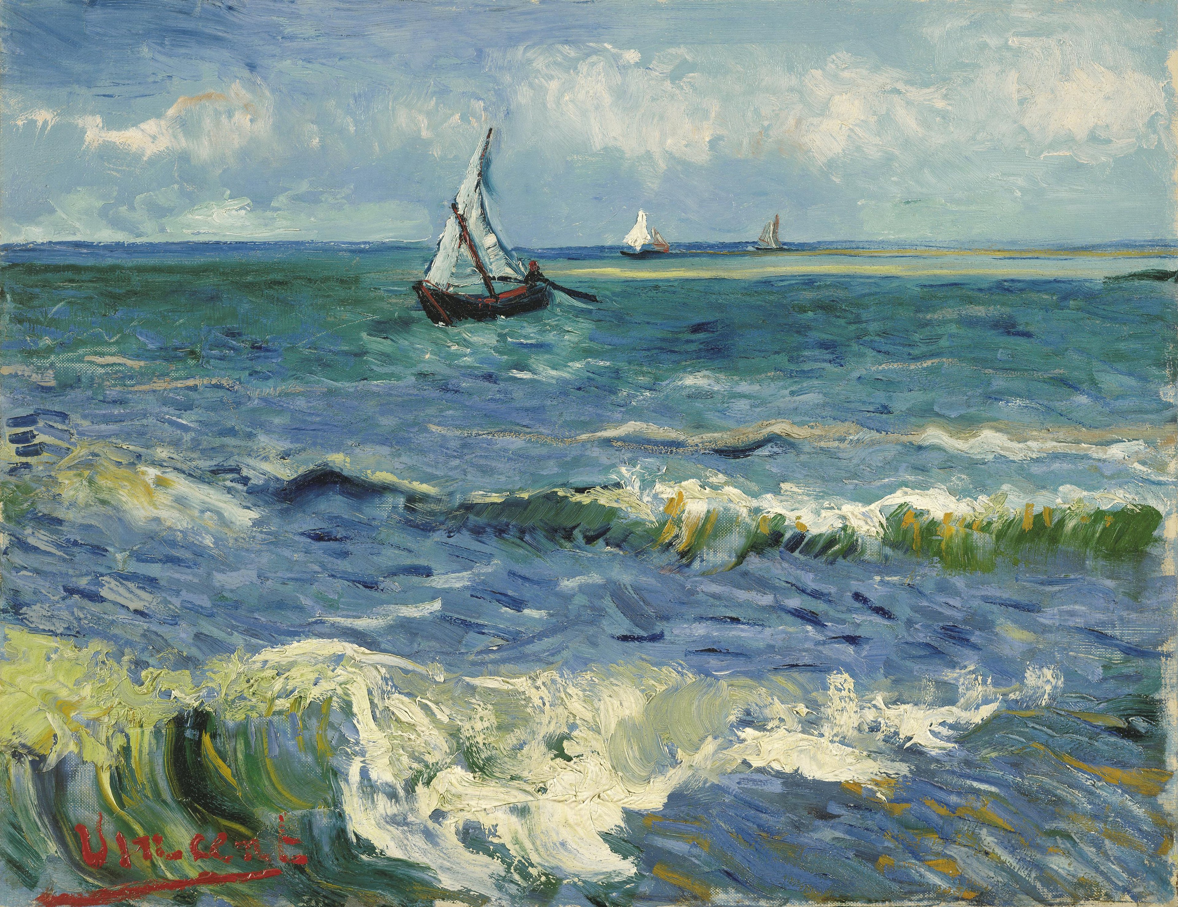 Reproduction du tableau « Paysage marin près des Saintes-Maries-de-la-Mer - Vincent van Gogh » par Alpha Reproduction en peinture à l’huile