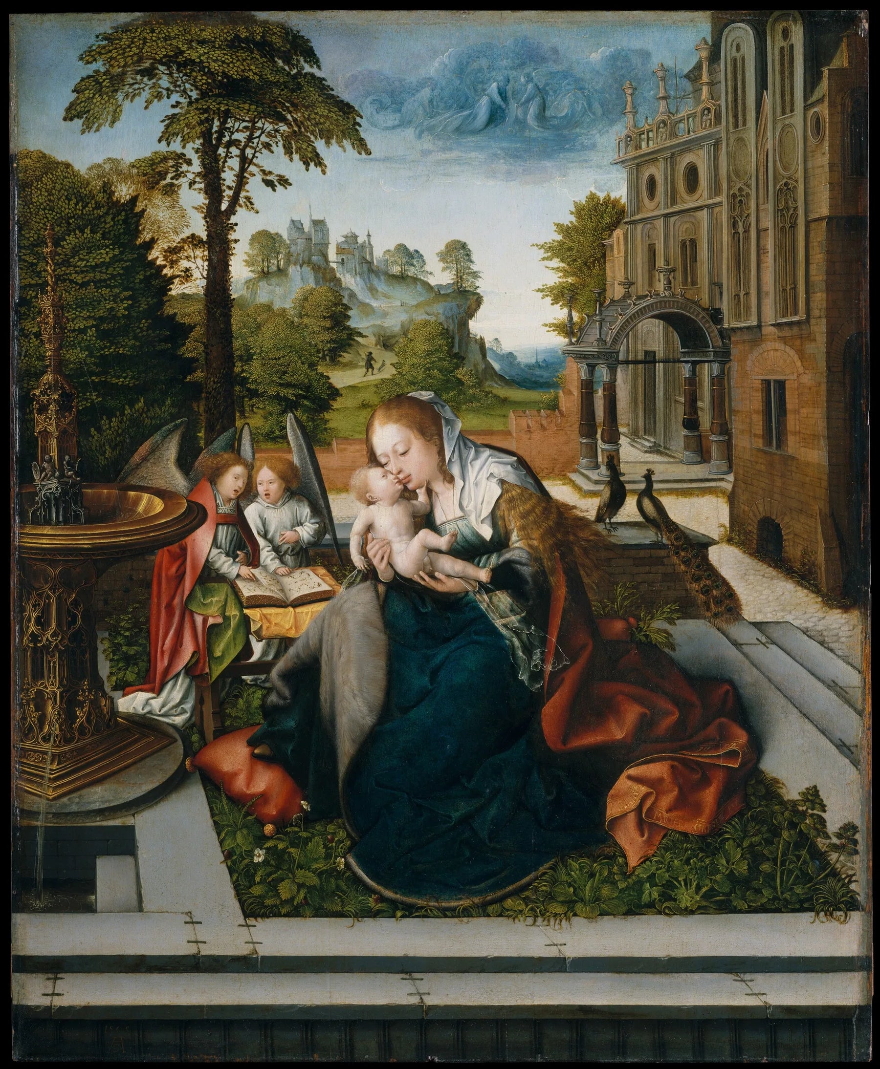 Vierge à l'Enfant avec des anges - Bernard van Orley image 1 reproduction artisanale de tableau