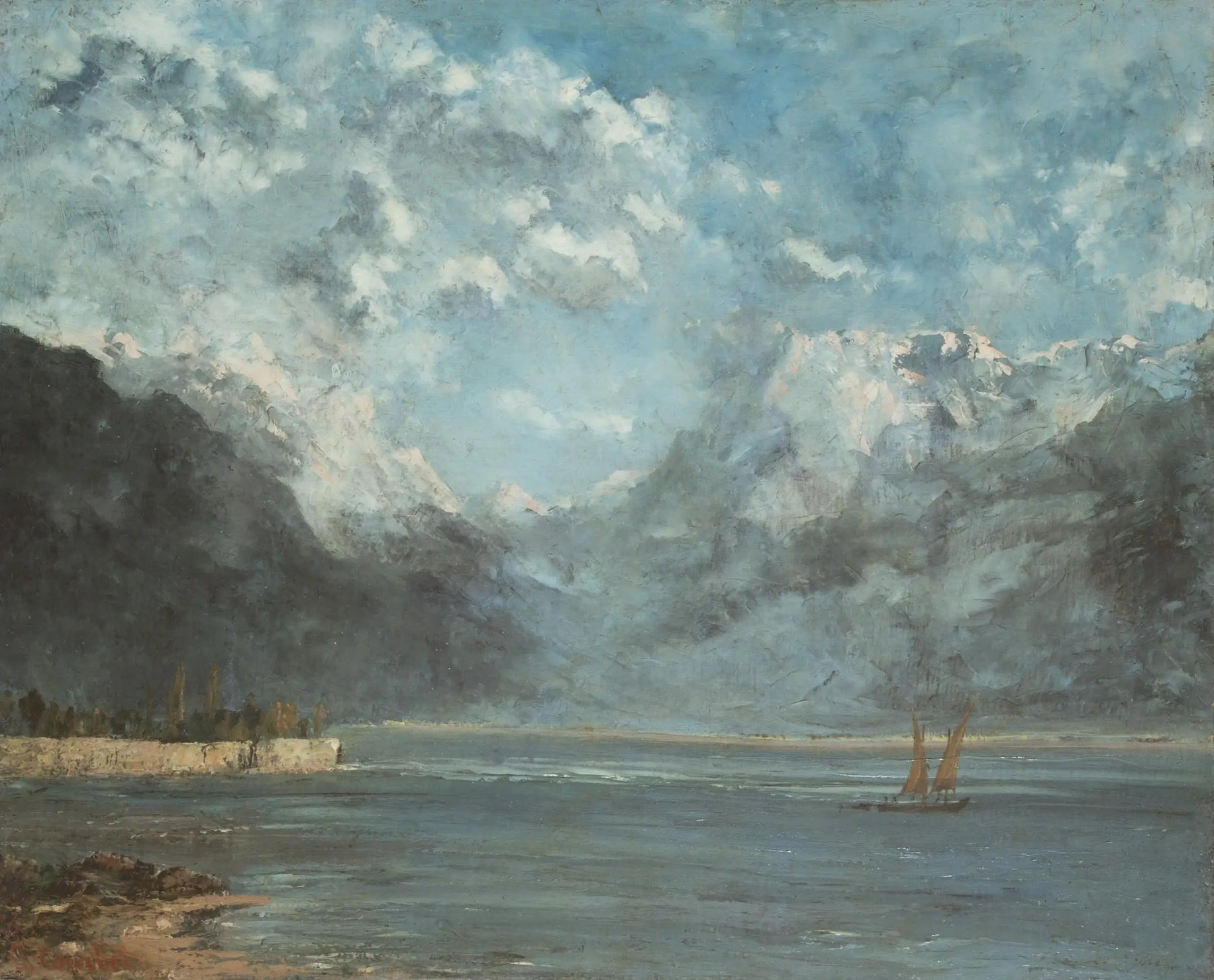 Vue du lac Léman - Gustave Courbet image 1 copie de tableau peinte à la main