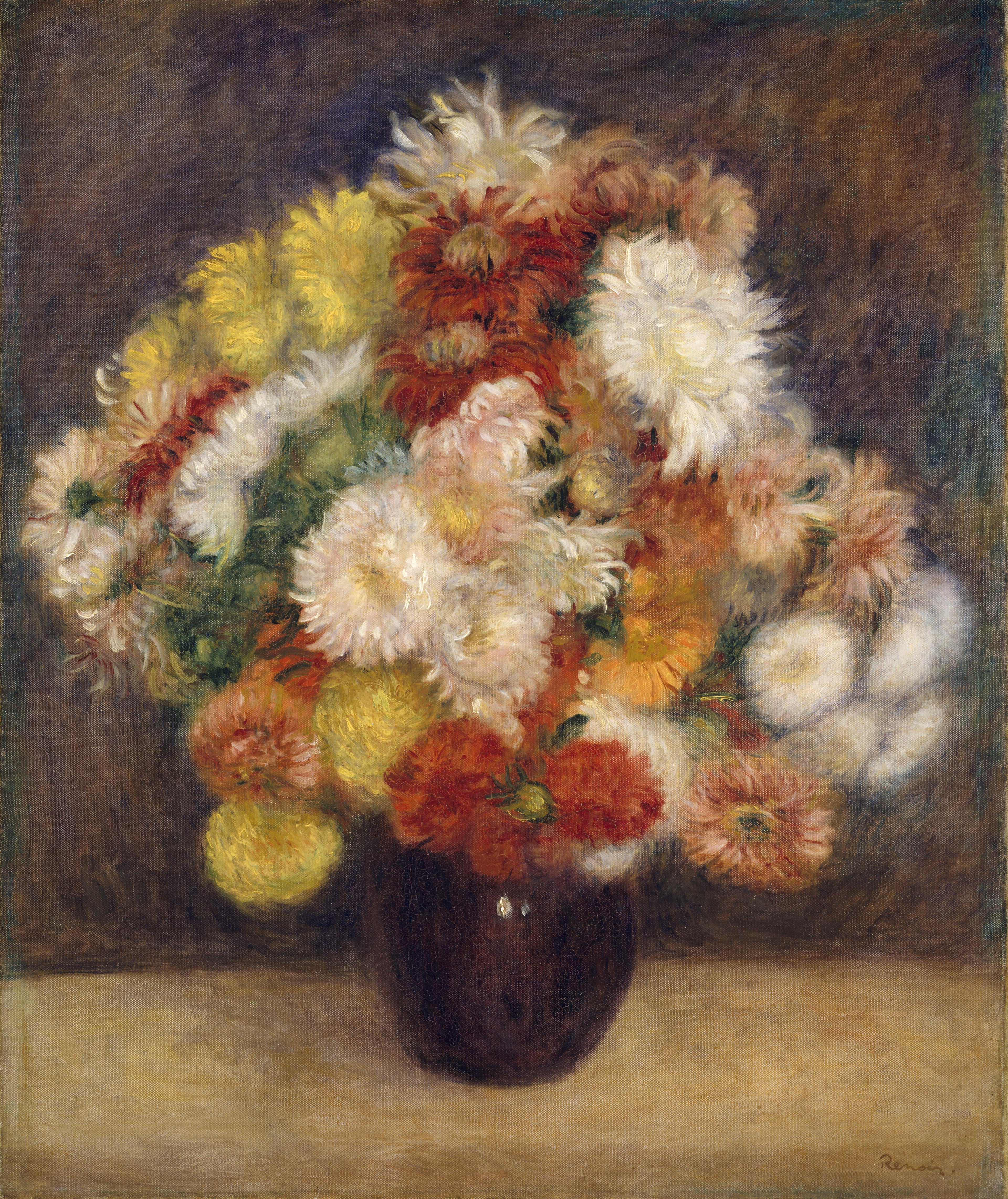 Reproduction du tableau « Bouquet de chrysanthèmes - Pierre-Auguste Renoir » par Alpha Reproduction en peinture à l’huile