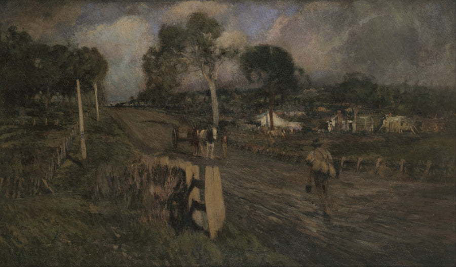Walter Withers, Nearing the township, 1897, huile sur toile sur panneau de fibres, National Gallery of Victoria