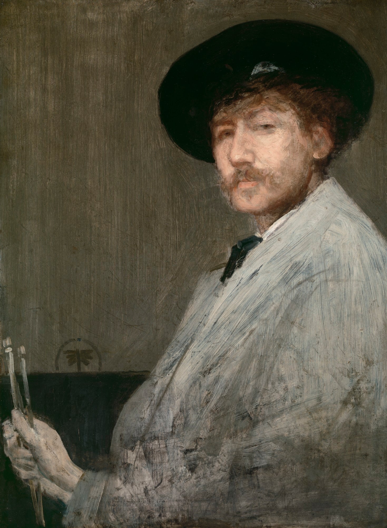 Reproduction du tableau « Arrangement en gris : portrait du peintre - James Abbott McNeill Whistler » par Alpha Reproduction en peinture à l’huile