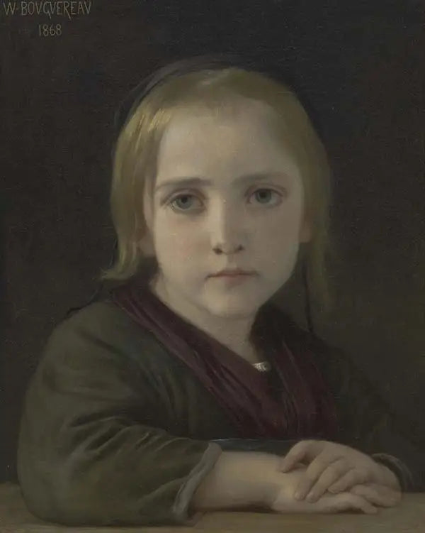 Reproduction du tableau « La petite fille aux yeux bleus - Bouguereau » par Alpha Reproduction en peinture à l’huile