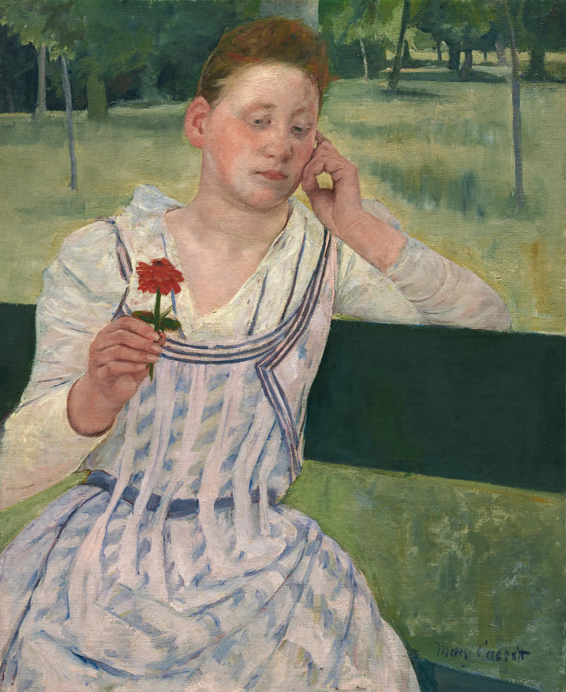 Donna con un zinnia rosso - Mary Cassatt