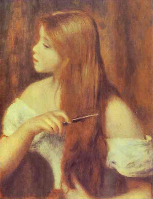 Reproduction du tableau « Jeune fille se peignant les cheveux - Pierre-Auguste Renoir » par Alpha Reproduction en peinture à l’huile