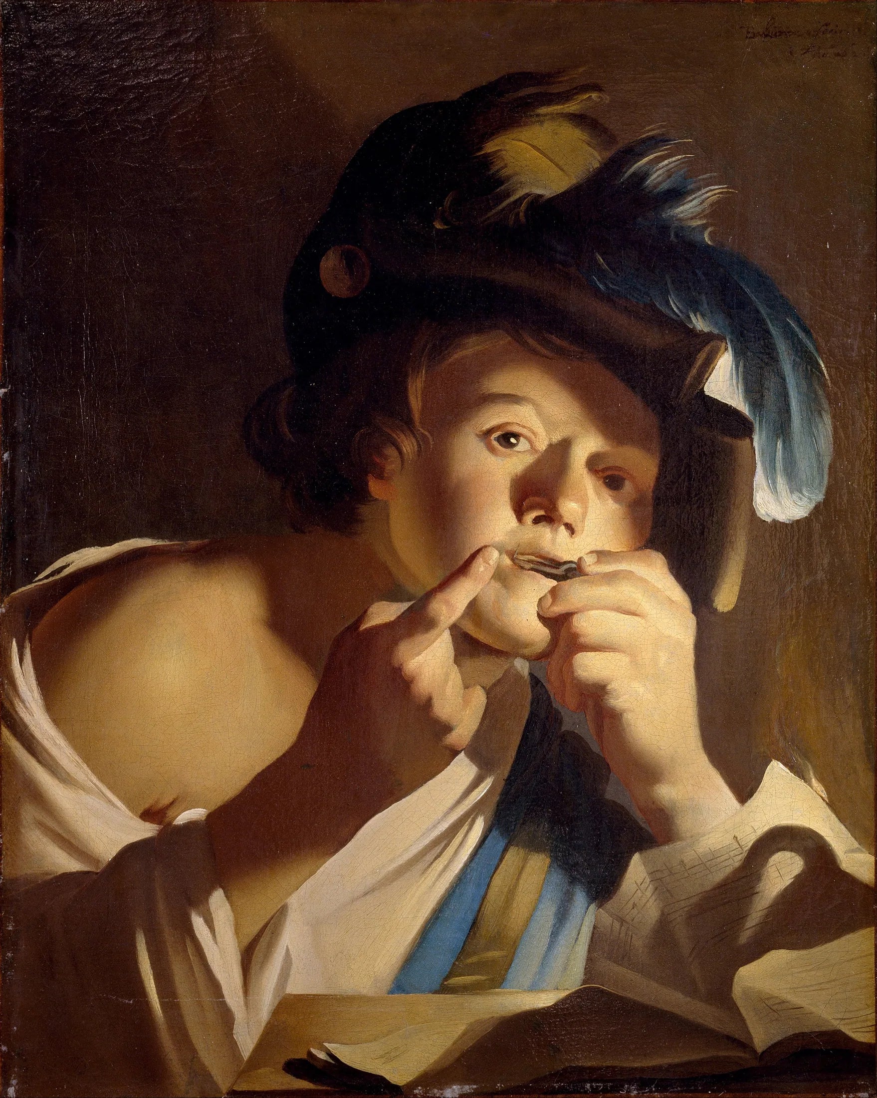 Jeune Garçon jouant de la guimbarde - Dirck van Baburen image 1 reproduction artisanale de tableau