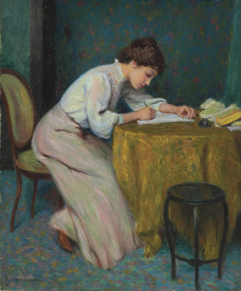 Giovane donna che scrive una lettera - Federico Zandomeneghi