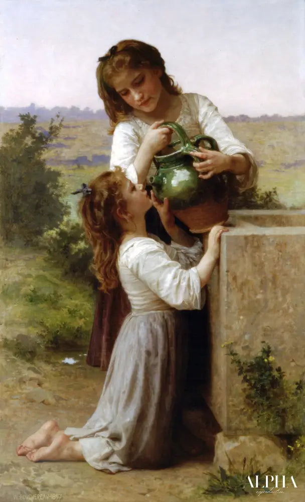 À la fontaine - William Bouguereau - Reproductions de tableaux et peintures haut de gamme