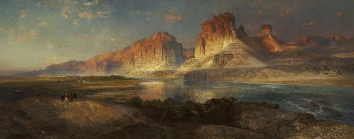 Allo avvicinarsi del campo, in serata sulla parte superiore del fiume Colorado, Wyoming - Thomas Moran