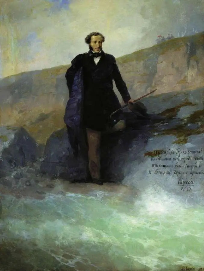 A. S. Pouchkine sur la côte de la mer Noire - Ivan Aïvazovski image 1 reproduction de peinture à l’huile