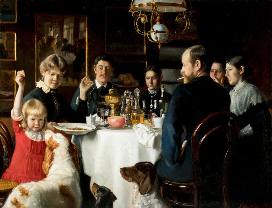 A tavola per pranzo. -Michael Peter Ancher