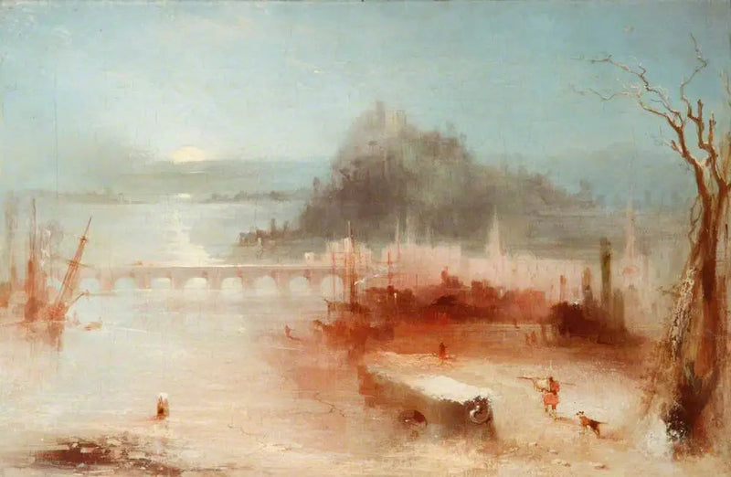 Una città sul Reno, con un ponte e un castello su un altura – Alba - J. M. W. Turner