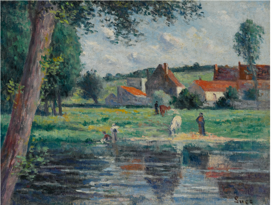 Abreuvoir au bord de la Cure - Maximilien Luce - Alpha Reproduction