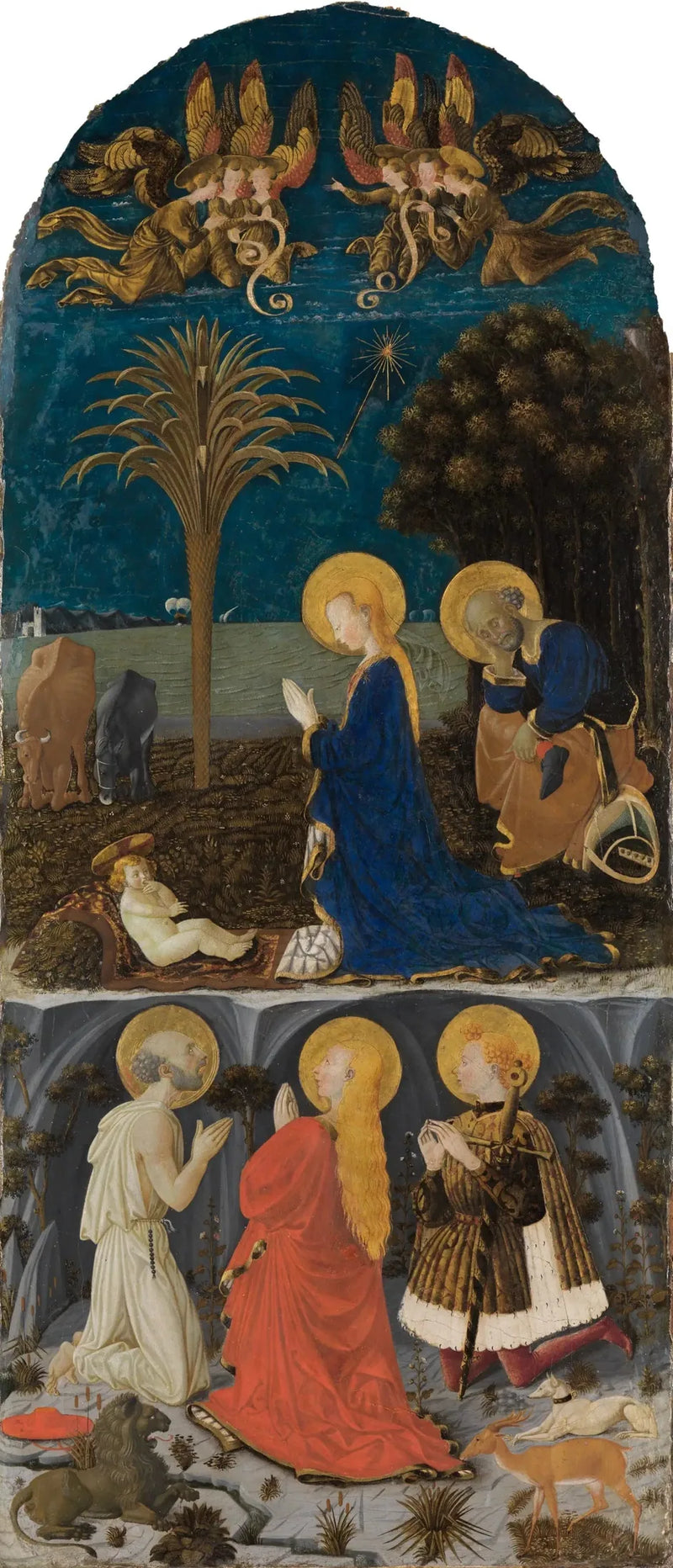 Adorazione del Bambino con i santi Gerolamo, Maria Maddalena, Eustachio e Giuliano - Paolo Uccello