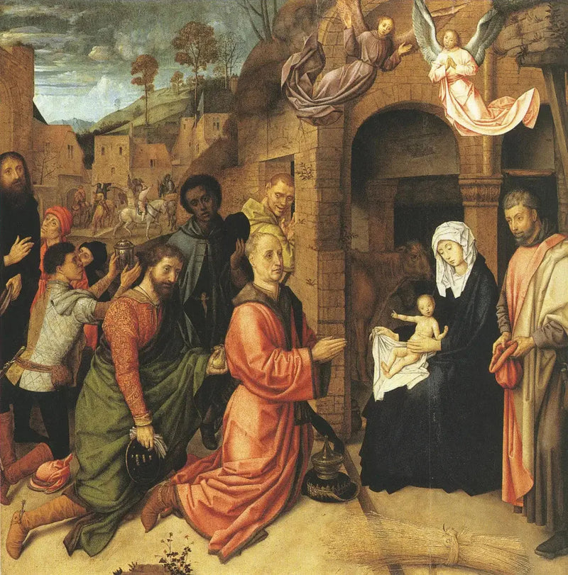 Adorazione dei Magi davanti alla stalla sulla collina - Hugo van der Goes