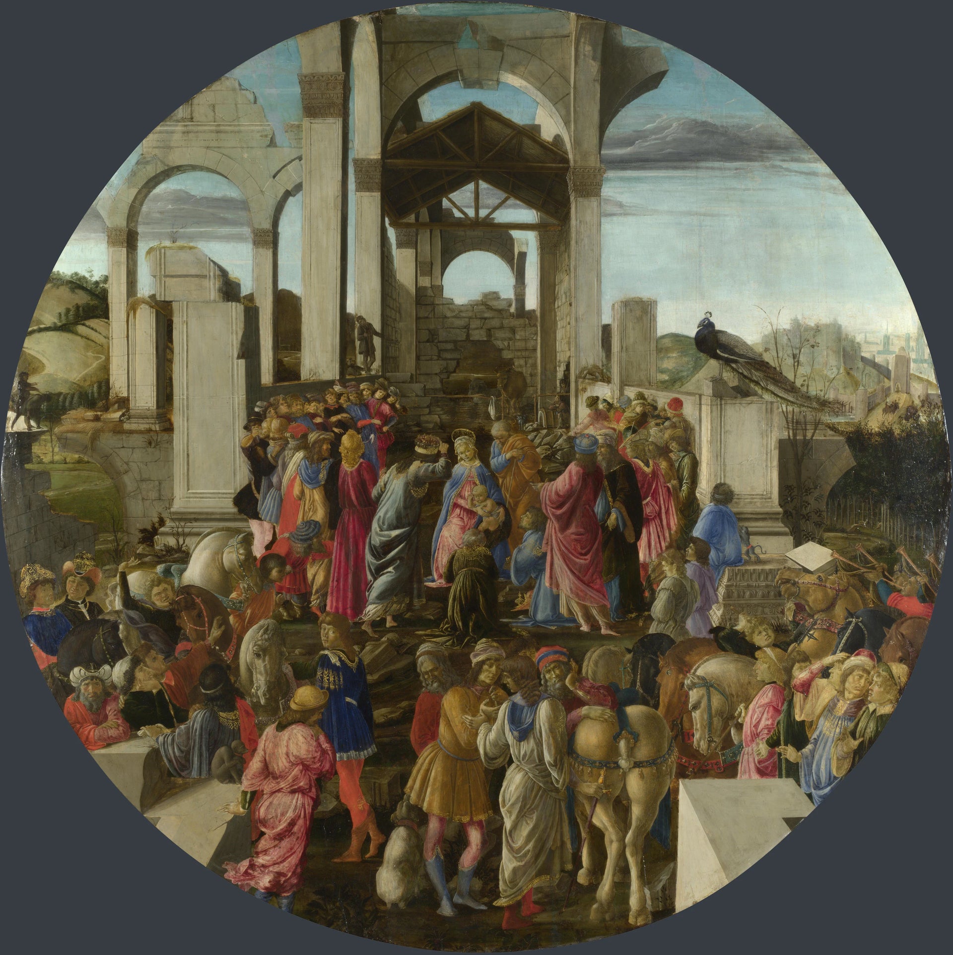 L’Adoration des Rois en tondo de Sandro Botticelli, National Gallery – reproduction peinture à l’huile sur toile