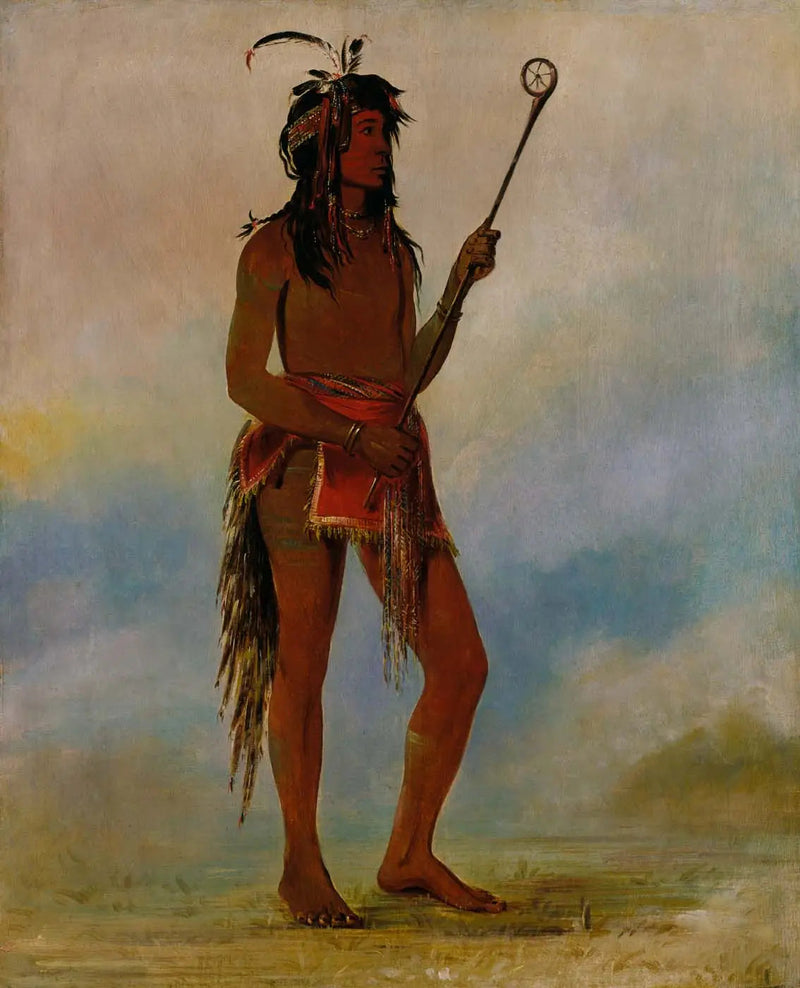 Ah-nó-je-nahge, Celui qui se tient des deux côtés, un giocatore di palla distinto - George Catlin