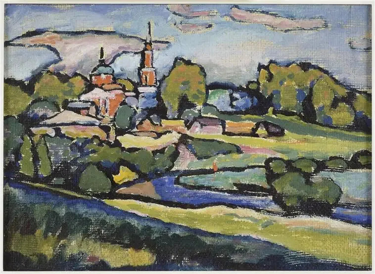 Akhtyrka, paesaggio con la chiesa rossa - Vassily Kandinsky
