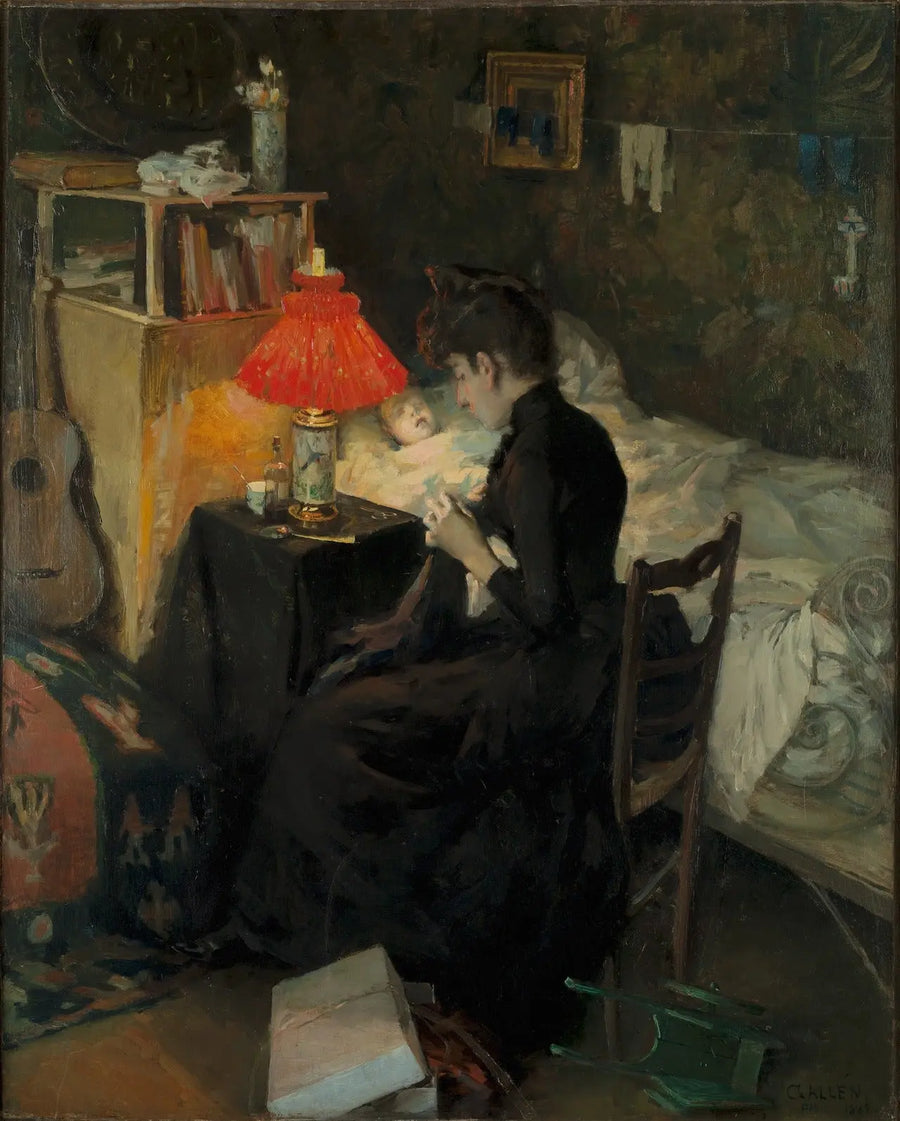 Mère au chevet de son enfant malade - Akseli Gallen-Kallela