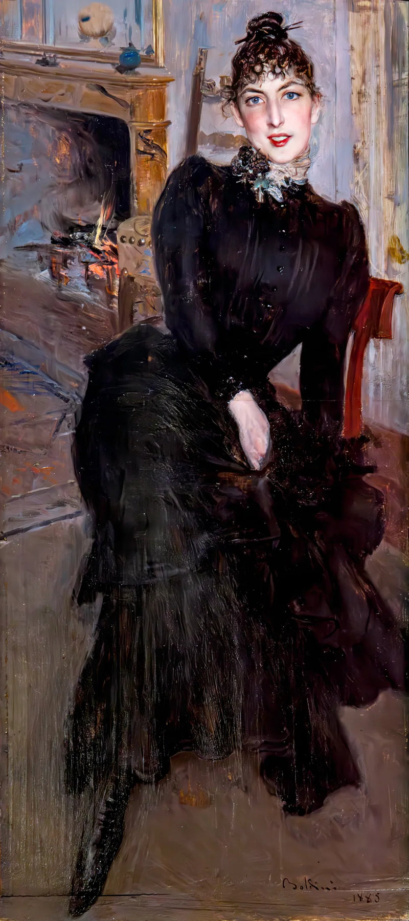Alaide Banti al camino - Giovanni Boldini