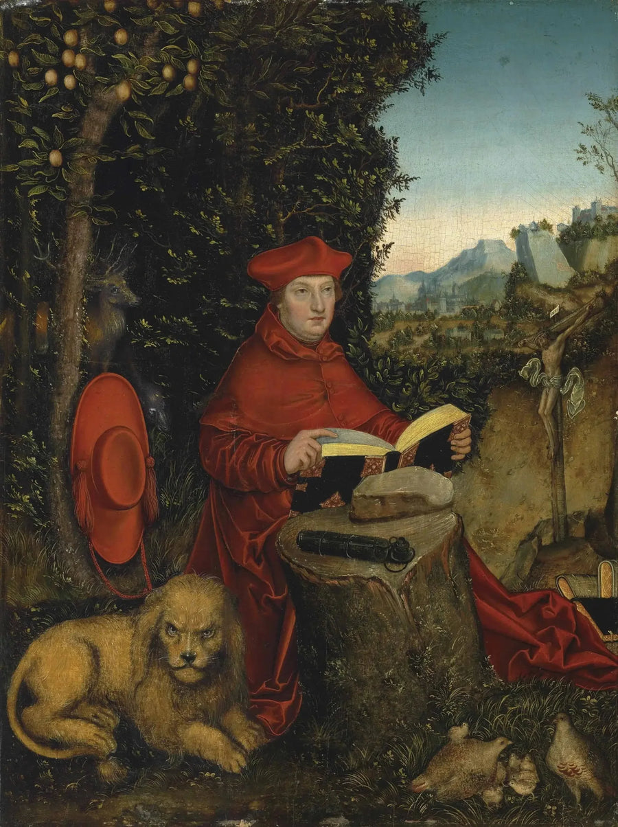 Albrecht de Brandebourg in san Girolamo in un paesaggio - Lucas Cranach il Vecchio