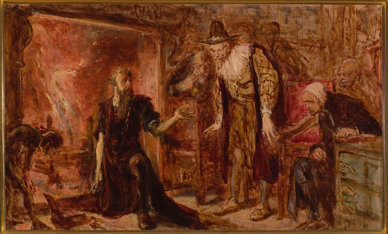 Alchimista Sendivogius e Sigismondo III, schizzo - Jan Matejko