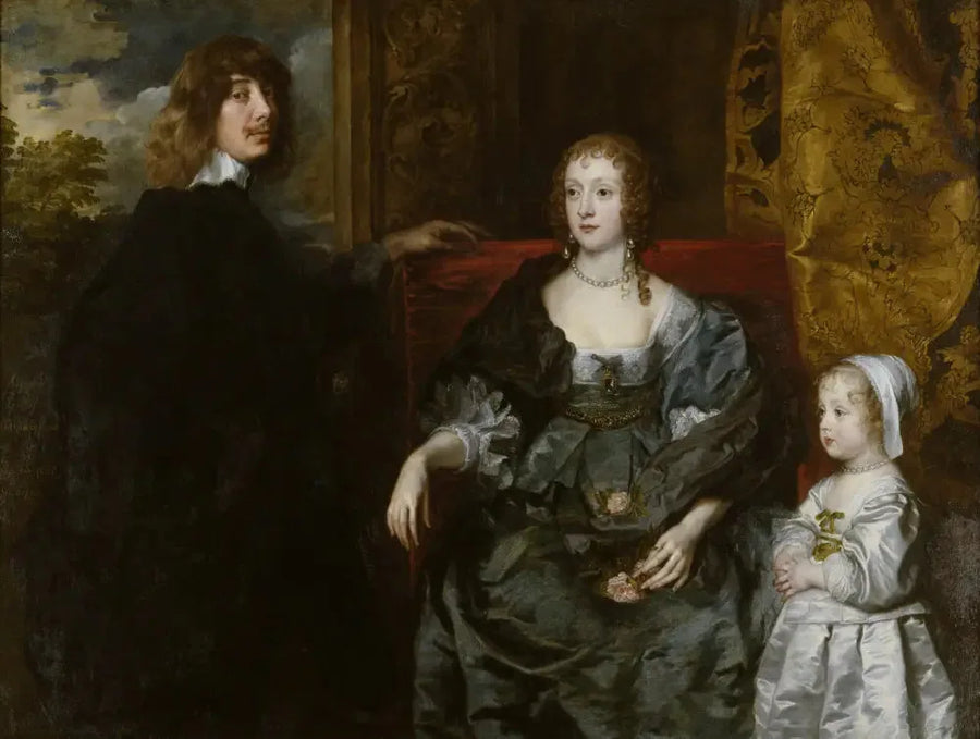 Algernon Percy, 10e conte di Northumberland (1602-1668) sua prima moglie Lady Anne Cecil (deceduta nel 1637) e loro figlia, Lady Catherine Percy (1630-1638) - Antoine van Dyck