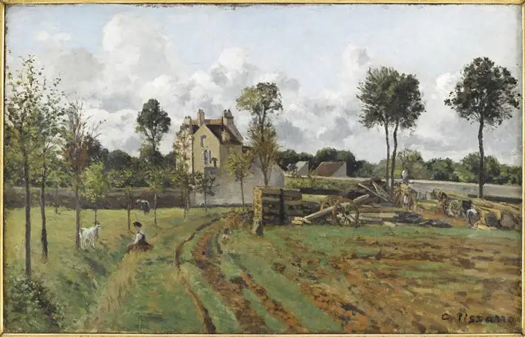 Allée de la Tour-du-Jongleur et Maison de M. Musy, Louveciennes - Camille Pissarro image 1 reproduction de peinture à l’huile