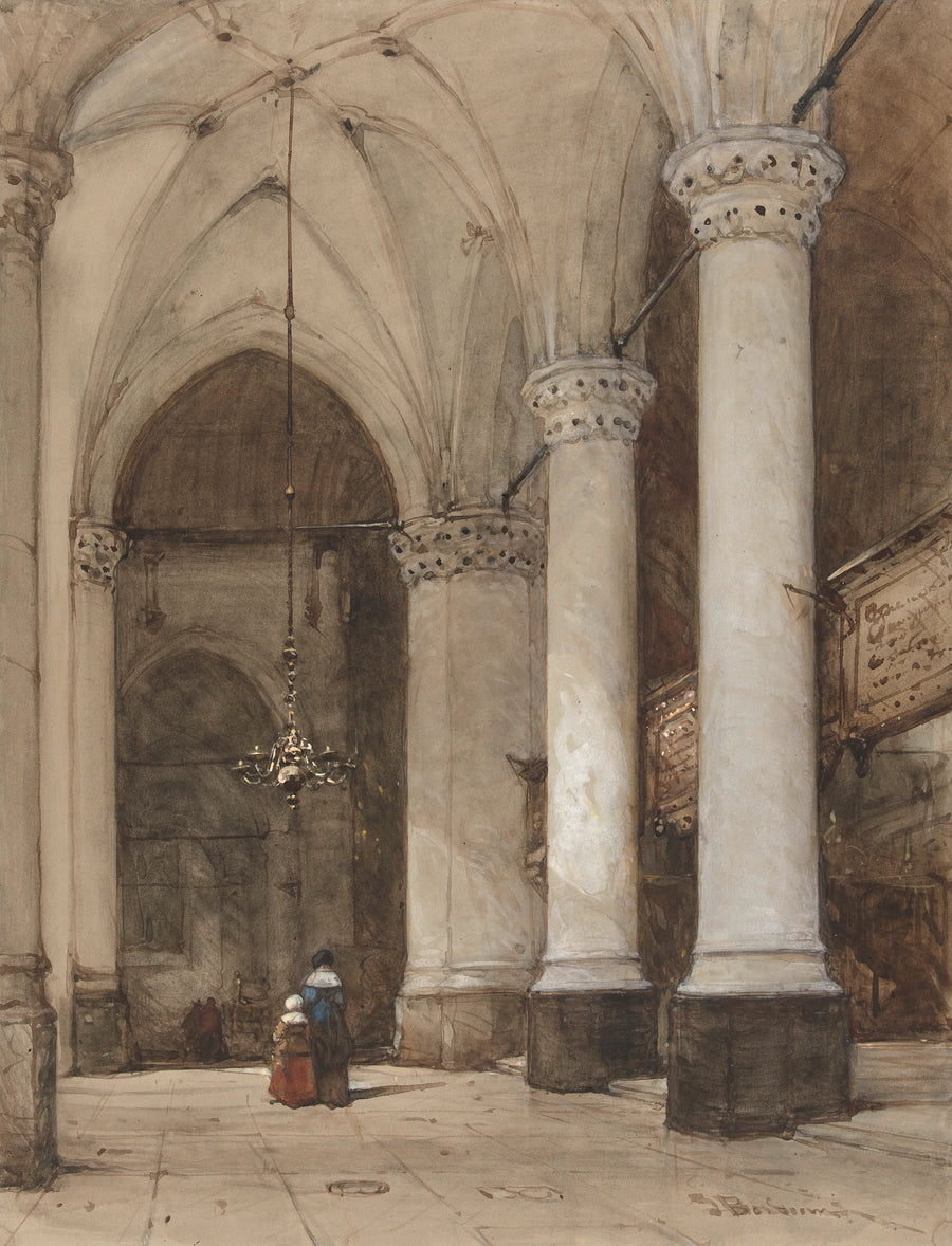 Allée sud de la Grote Kerk à La Haye - Johannes Bosboom