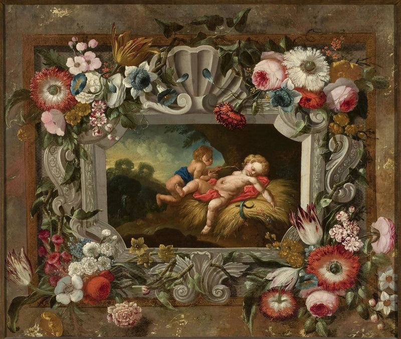 Allegoria dell'estate in un cerchio di fiori - François Boucher