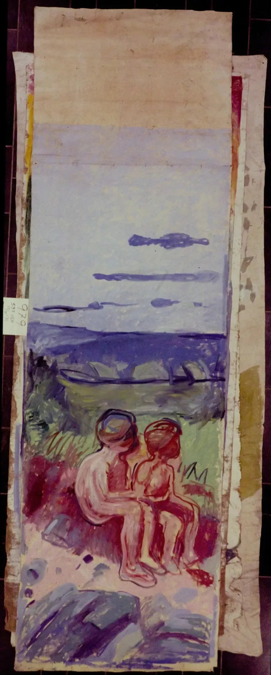 Alma Mater : deux enfants assis - Edvard Munch image 1 reproduction artisanale de tableau
